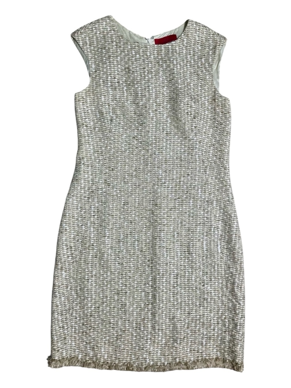 Carolina Herrera Tweed Dress Gold & Cream Size Medium